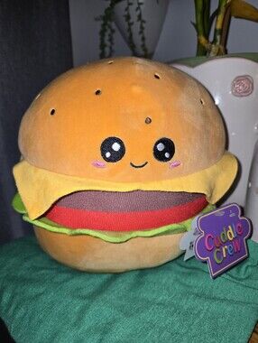 Cuddle Crew Hamburger Plush Toy 8" Kawaii Food Soft Stuffed Animal NWT